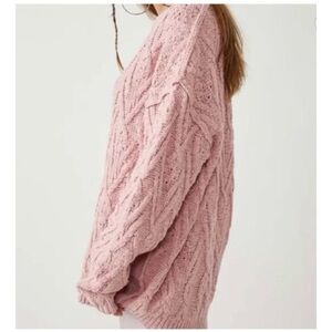 Free People Pink Cable Knit Sweater